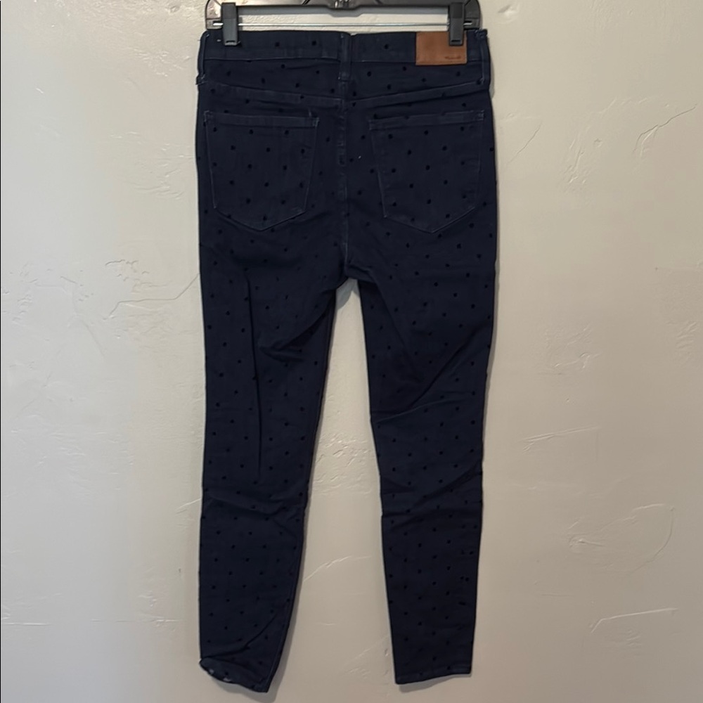 Madewell Women's Dark Blue Polka Dot 9” High-Rise Skinny Jeans 28 - Picture 5 of 9